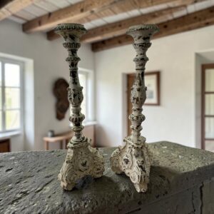 A Pair of Wooden Candlesticks - French Elegance Personified